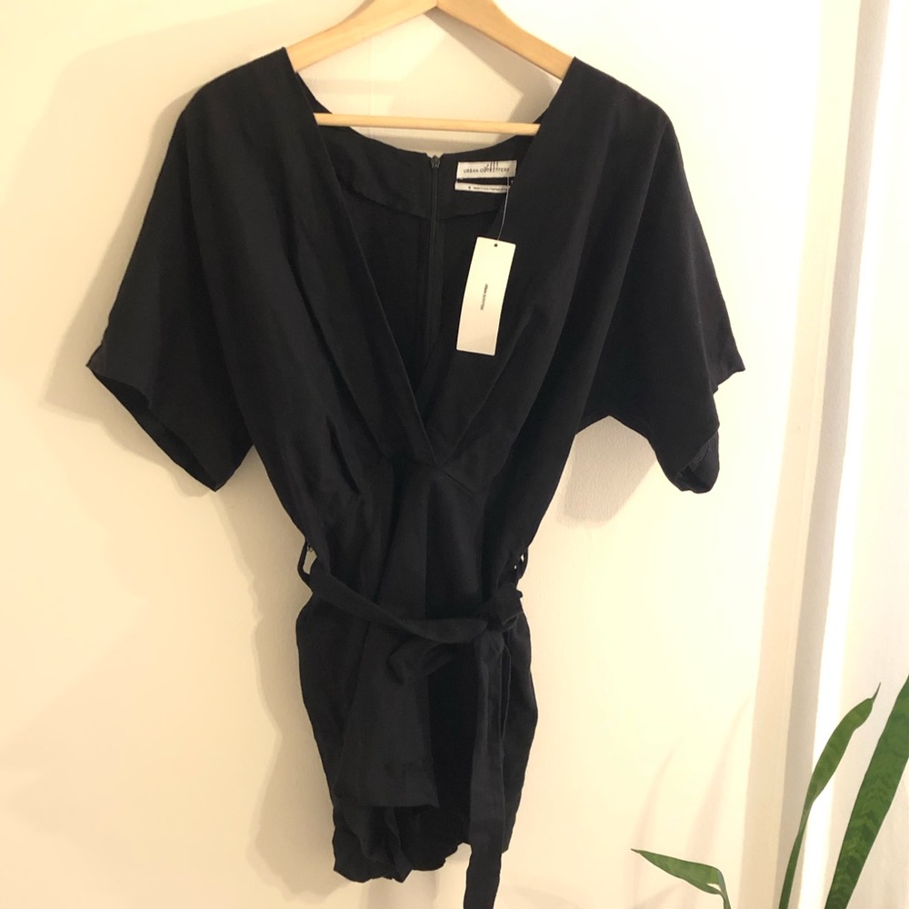 Urban Outfitters Black Linen Romper